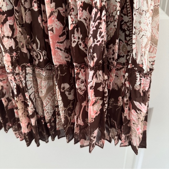 Y2K‎ Emma James Brown Paisley Floral Pleated Tiered Midi Skirt Women’s Size 14 - Picture 8 of 15